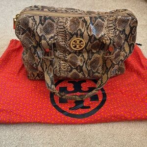 Tory Burch snake skin handbag